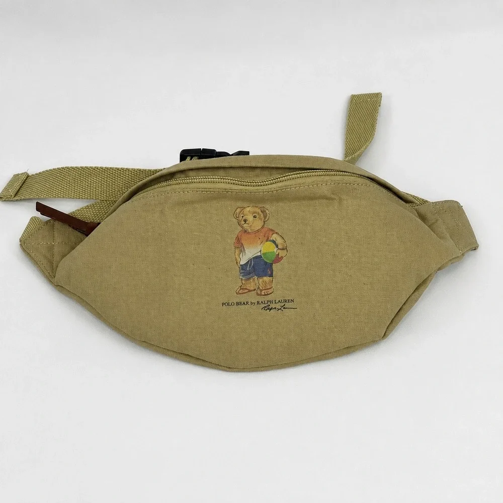 Polo Ralph Lauren Polo Bear Canvas Belt Bag Khaki Waist Crossbody Fanny Pack